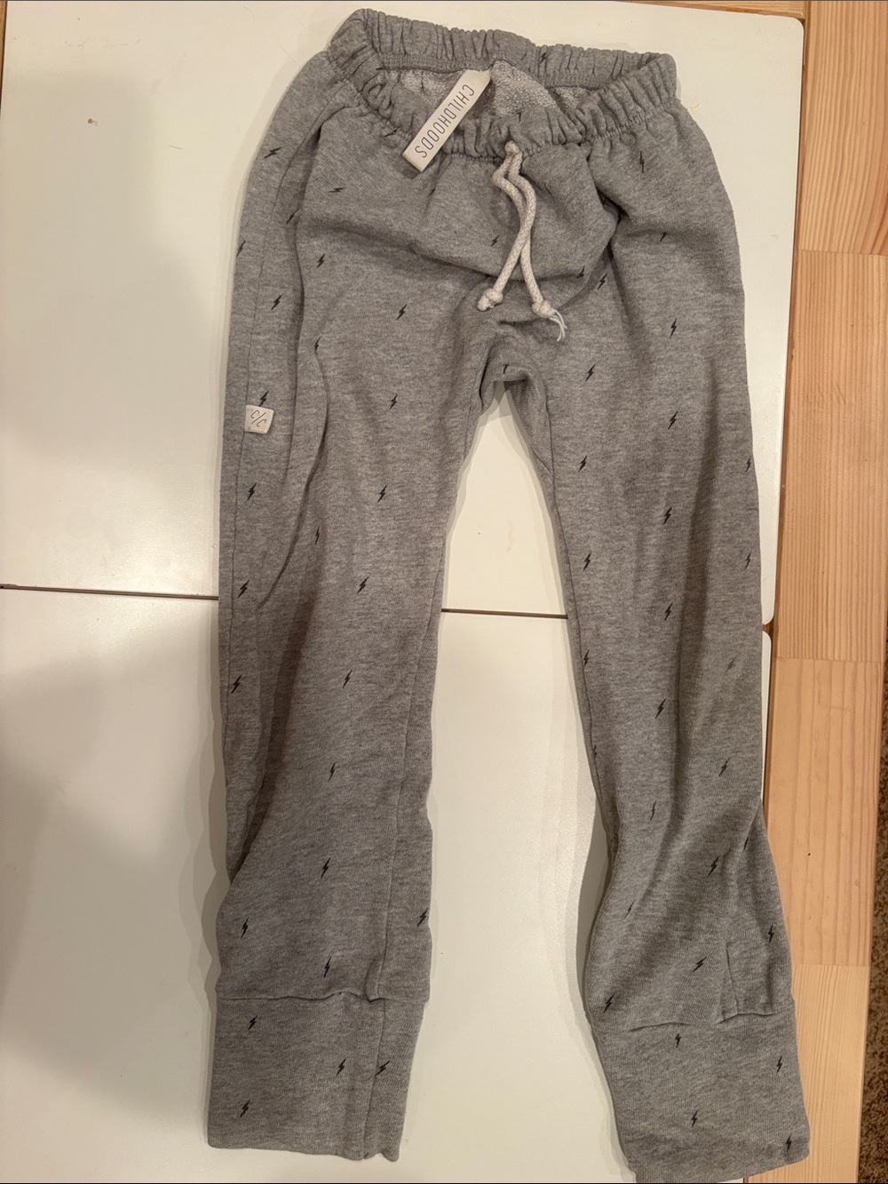 Gray Lightning-Print Childhoods Clothing Guesset Pants